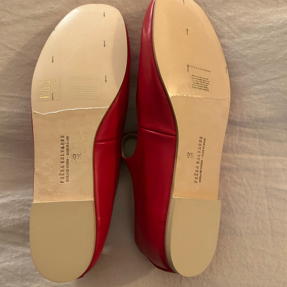 NEW FREDA SALVADOR women's aubrey mary jane flat in red calf NWT - Picture 5 of 9